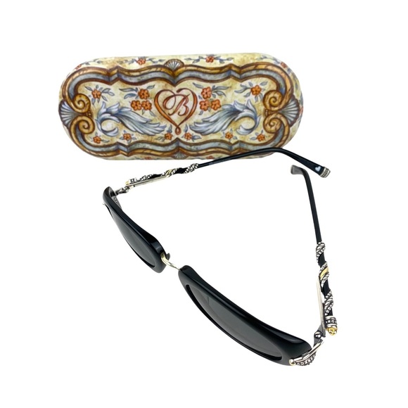 Brighton Ribbons in the Sky Sunglasses Black Silver Scrollwork Retired With Case
